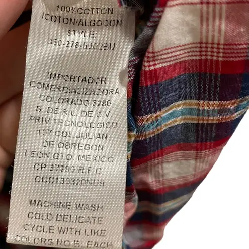 Roper Red Blue Plaid Pearl Snap Button Down Western Ranch Country Riding Shirt Size XS