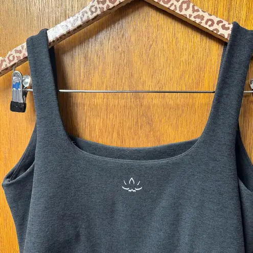 Beyond Yoga Spacedye Icon Midi Dress Side Slit Sleeveless Black Gray Medium