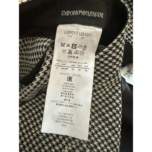 Emporio Armani Women’s Houndstooth Black White Jacket Pants Suit Sz US 36