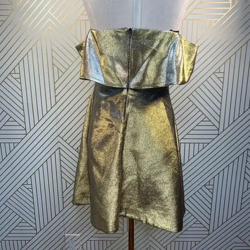 Sandro Palacio Metallic Gold Off Shoulder Dress