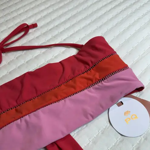 PQ Swim Pink Red Avalon Aimee Stitched Bandeau Bikini Top Swimwear D Cup NWT Size undefined