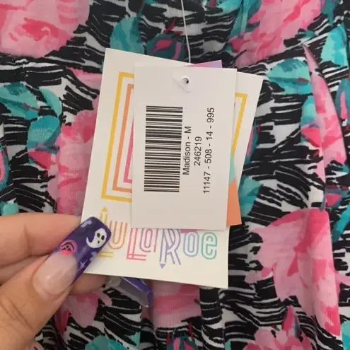 LuLaRoe  Floral Print Flare Skirt Pink Green Size M