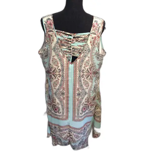 One World Plus size 1X Sleeveless Full Dress Criss Cross Back V Neck