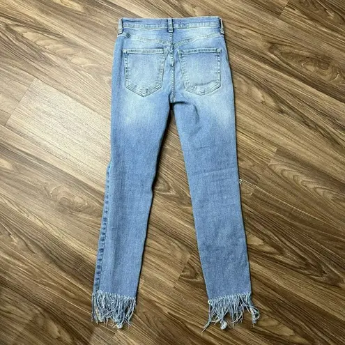 Anthropologie We The Free People Sz 24 Great Heights Fray Fringe Distressed Skinny Jeans T206