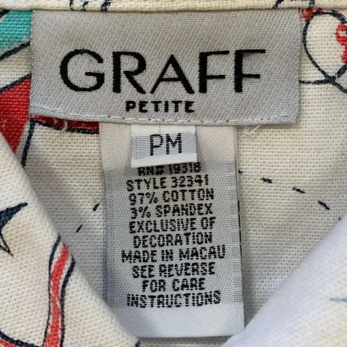 Vintage Graff Petite Jacket Lightweight Nautical Novelty Print White Blue Red Size undefined