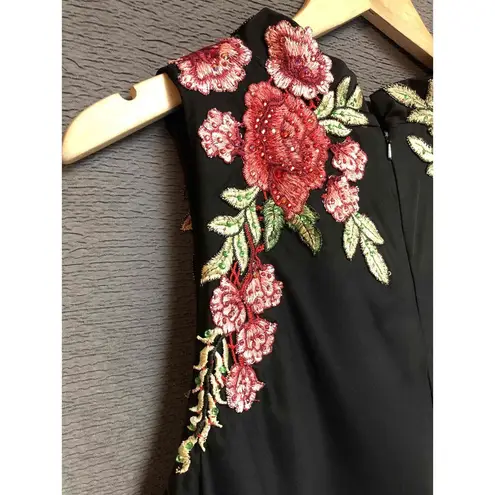 Lucci Lu Womens Cocktail Dress Embroidered Floral Asymmetrical Size 22