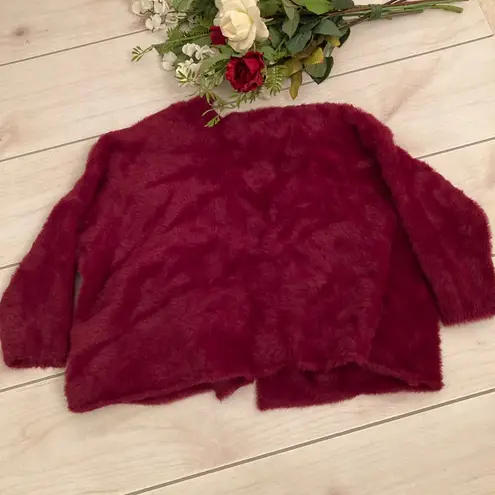 VICI  Flawless Maroon Fuzzy Open Front Cardigan XS/S Cozy Soft Sweater Jacket thumbnail 5