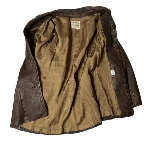 LEATHERS By NEW ENGLAND Sports Wear Brown Leather Jacket Half Belt VINTAGE