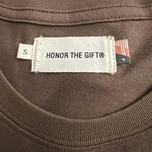 HONOR THE GIFT Embroidered Rose & Barb Wire Brown Cream Shirt Sz S Relaxed NWT