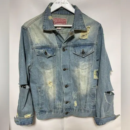 Brooklyn Cloth Distressed Denim Oversized Jacket Medium