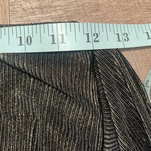 Moon River NWT Moon River Womens Metallic Ribbed Boat Neck Puffy Sleeve Top Black Gold XS