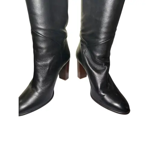 Ba&sh Ba+Sh Ciry Black Leather Knee High Heeled Boots Size 40
