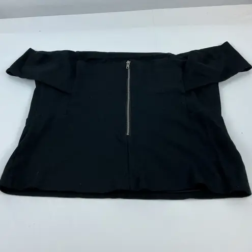 Deletta Large Off Shoulder Flounce Sleeve Top Back Zipper Fitted Blouse Elegant