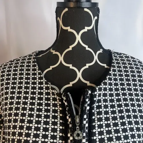 Modes Crystal Black & White Patterned Full Zip Lightweight Cardigan Jacket Sz 1X