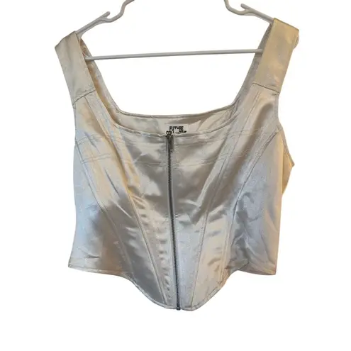 Future Collective with Kahlana Barfield Brown Bustier Corset Top Cream Size 16