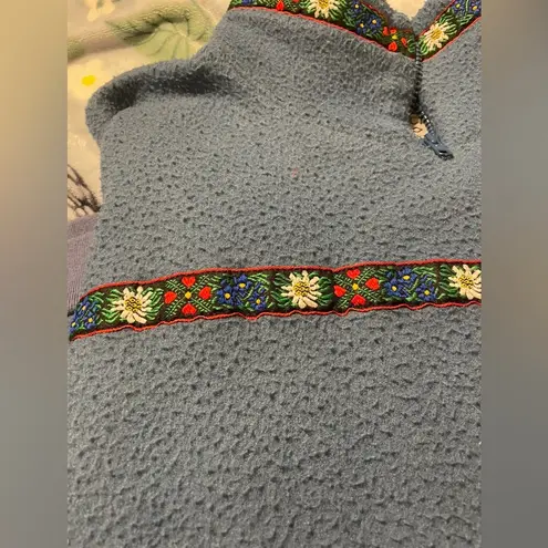 Vintage Arctic Adventure Textured Quarter Zip Sweatshirt Blue Size XL