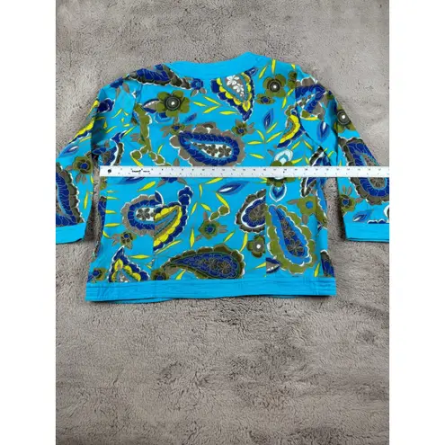 Tantrums Floral Paisley Print Open Front Cardigan Jacket Bohemian Size L Blue Size L