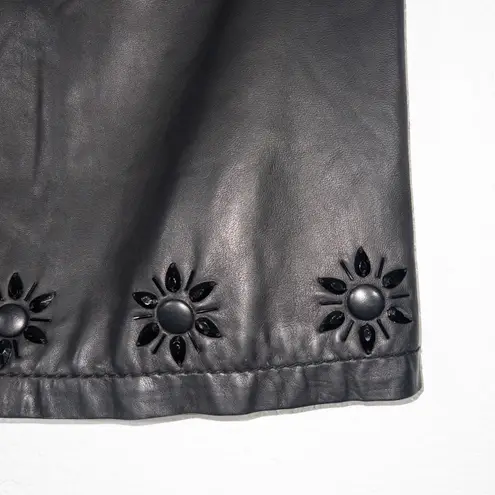 Red Valentino Black Jeweled Leather Skirt Size 44 / 8