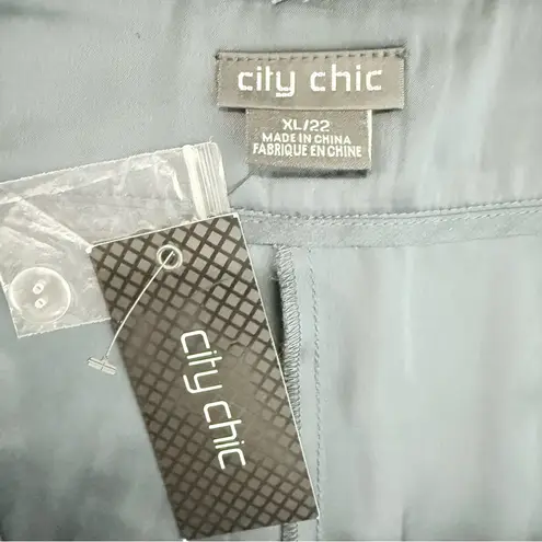 City Chic NWT Rylie Wide Leg Pant In Steel Blue Size XL/22 Lined Satin Feel