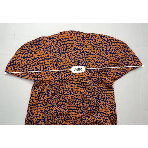 2/$35 Lulu's C173T Color Me Wild Cheetah Print Peplum Blouse SMALL Orange Retro