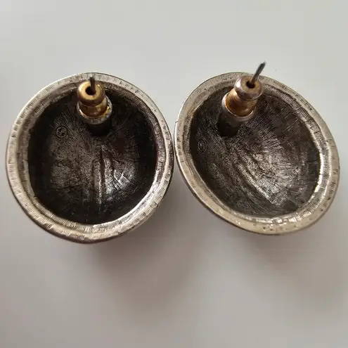 Avon 80s Maximalist Silver textures metal Dome Vintage Statement earrings