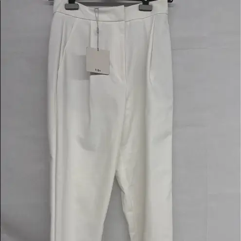 Tibi NEW NWT 8 Womens Ivory Agathe Pleated Pants Solid Dress Trouser