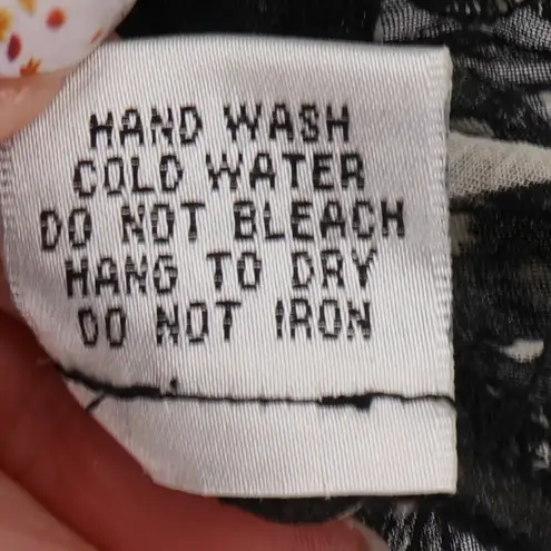 Vintage Claudia Richard Black Sheer Butterfly Print Button Top Fairy Y2K Size PM