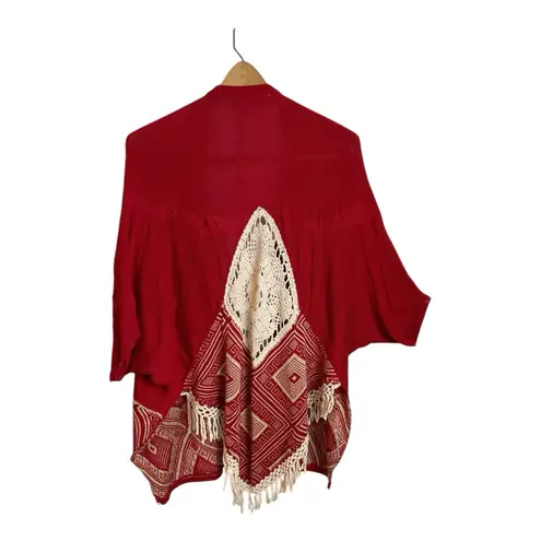 Umgee  Women's Dreamcatcher Kimono Cardigan Red Crochet Sz M/L - Image 5