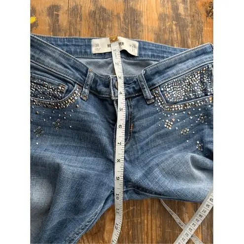 Hollister B8  Jeans Western Rhinestone Sparkle Blue Denim Women's Size 26x31