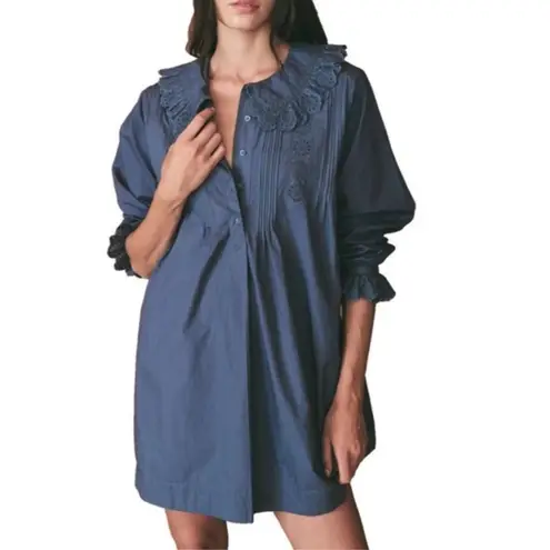 Doen Nerona Shirt Dress Atlantic Blue Edwardian Victorian Romantic Large NWT