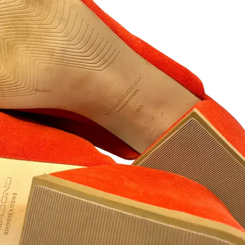 Vagabond Elena Mule Slide Sandals Heels Tangerine Orange Red Size 40 US 10