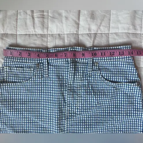 Madewell  Stretch Straight Mini Skirt Blue Gingham: Raw-Hemmed Edition - 27