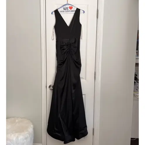 GALINA SIGNATURE Women’s Stretch Satin Ruched Mermaid Dress Black Size 2 EUC