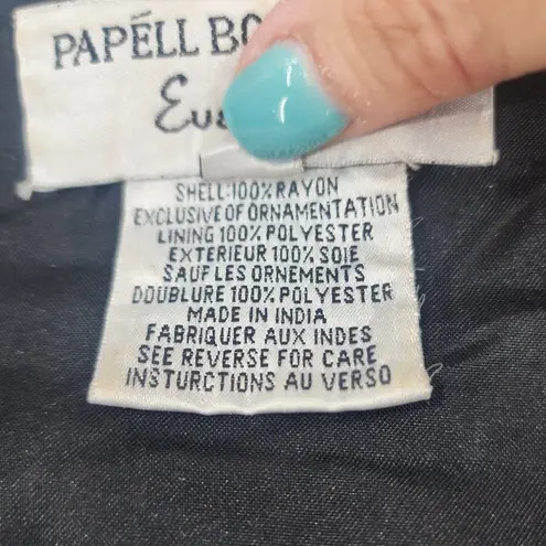 Papell Boutique Evening Black Floral Velvet Sequin Jacket Women’s Size L Size L