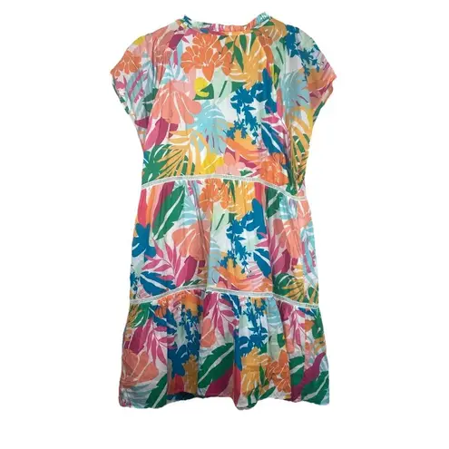 Boston Proper Abstract Forest Tiered Shift Dress Size M Resort Tropical Vacation