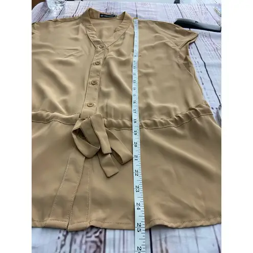 Spring Seaon Button Down Peplum Top Womens XS Chiffon Cinch Waist V Neck