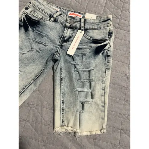 Dollhouse Denim Jean Shorts Womens Juniors Size 1 Distressed Light Washed NWT
