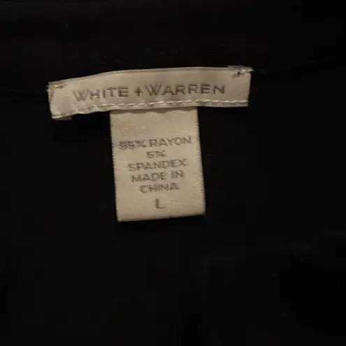 White + Warren Black Collared Stretch Work Dress No