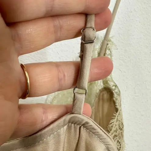 ASTR  The Label Champagne Lace Trim Cami Bodysuit Size L