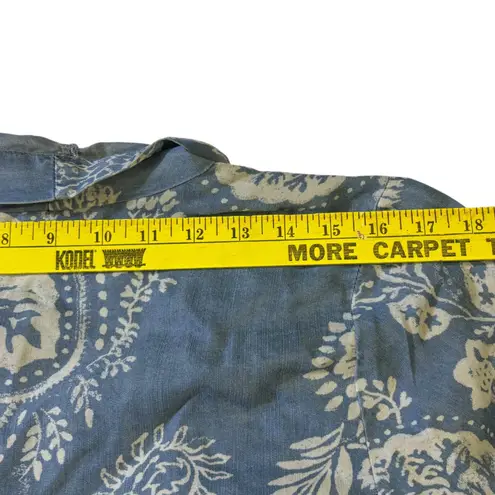 Laurie Felt Duster Cardigan Women's XS Blue White Floral Paisley Tencel Lyocell