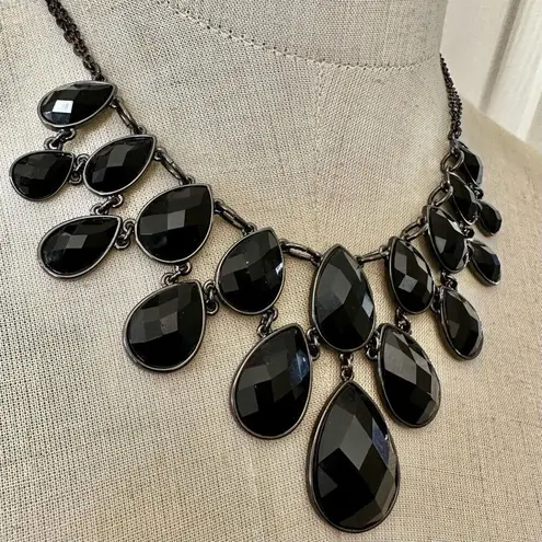 Joan Rivers black teardrop statement necklace