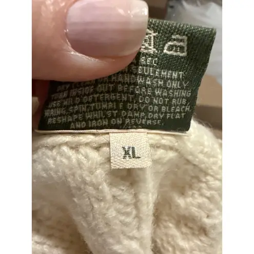 Carraig Donn Patchwork Merino Wool Wide Collar Irish Cardigan Cream Women's Size XL