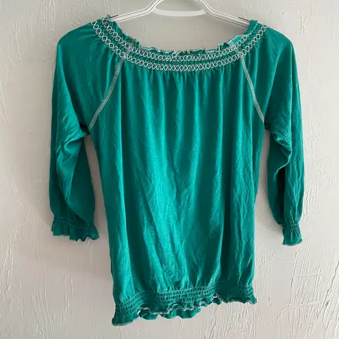 Energie Teal Embroidered Blouse