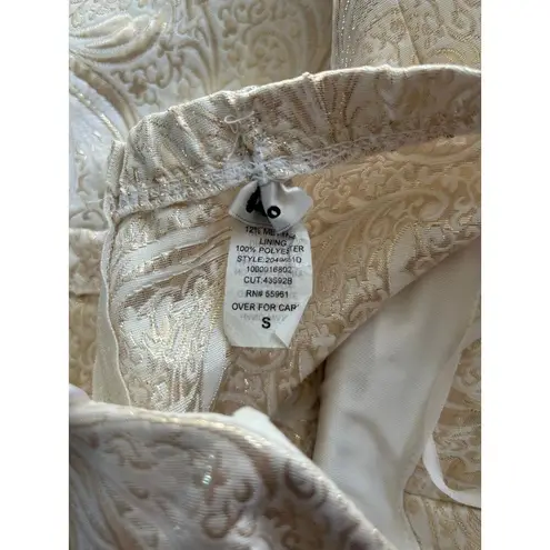 Taboo Vintage Y2K Women's Strapless Cream Gold Jacquard Formal Mini Dress sz S