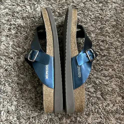 Mephisto Helen Blue Metallic Comfort Sandal Women's Sz 38