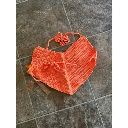 SKIMS Crochet Swim Handkerchief Top Orange Size Small