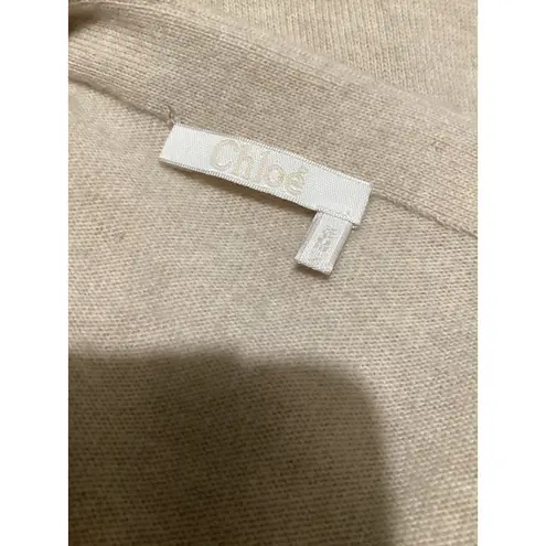 Chloé Chloe Beige Knit Lace Trim Bell Sleeve Sweater M