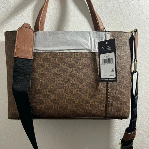 Karl Lagerfeld New brown & Red Monogram KL crossbody/ Purse $198
