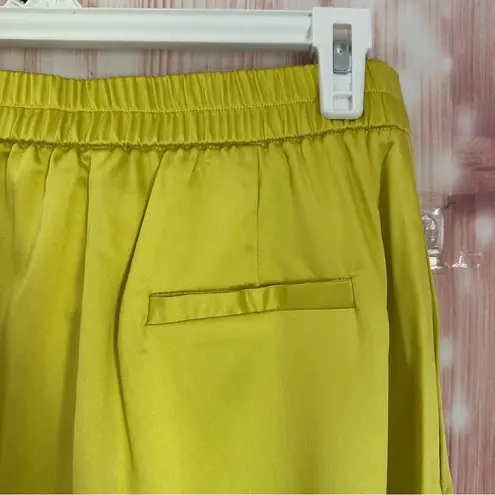 Micas Yellow Basic Satin High Waisted Straight Leg Trousers