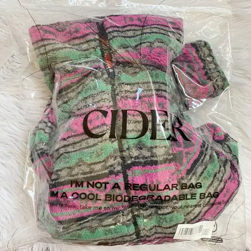 Cider Fleece Stand Collar Aztec Print Jacket SZ S NWT